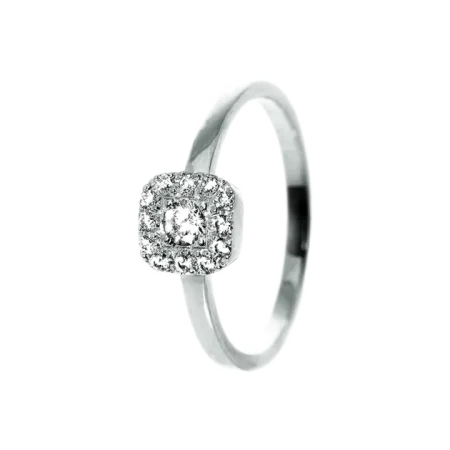 Inel aur alb 14K cu diamante 0.22 ct model I001B pe fundal alb