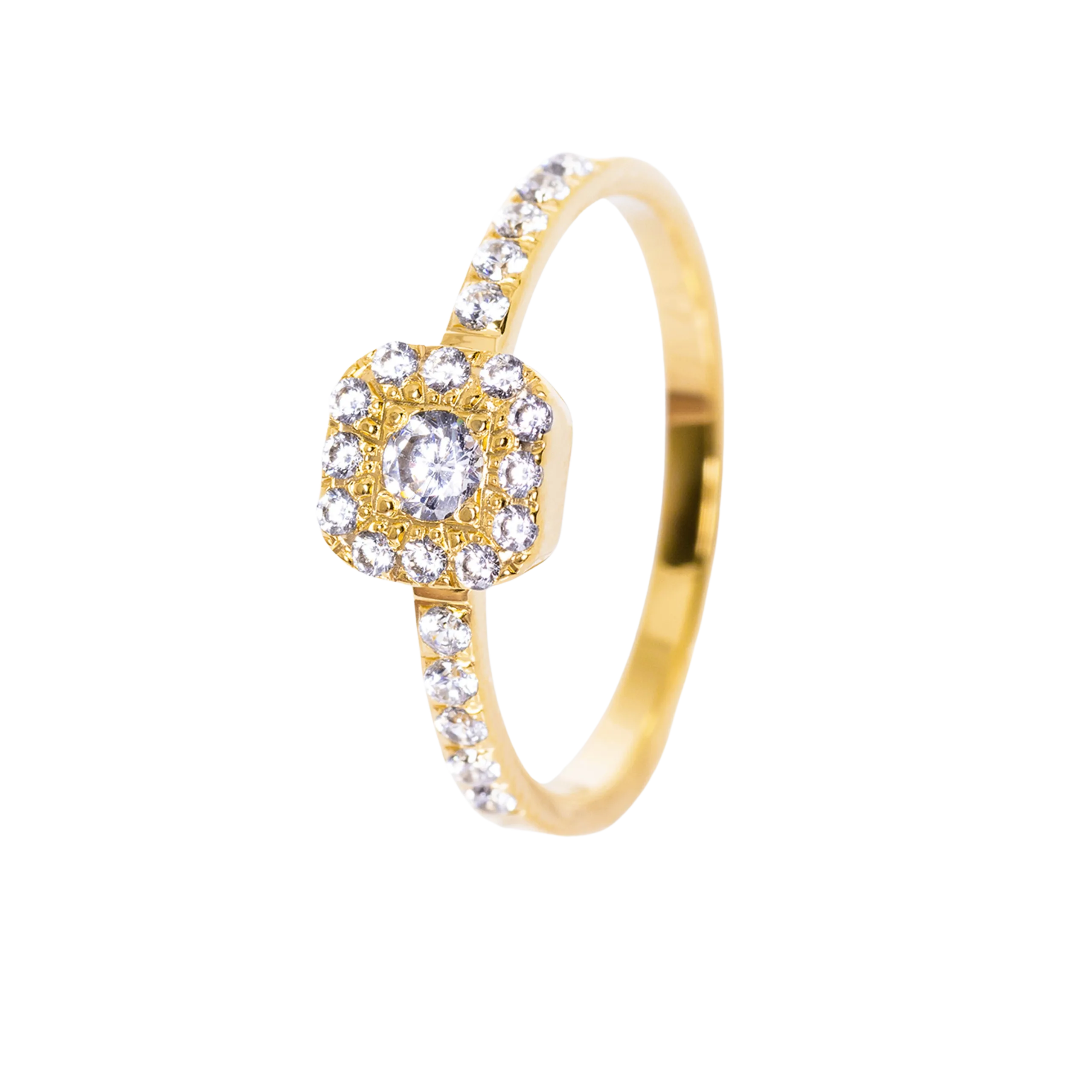 Close-up inel aur galben 14K cu diamante model I001B