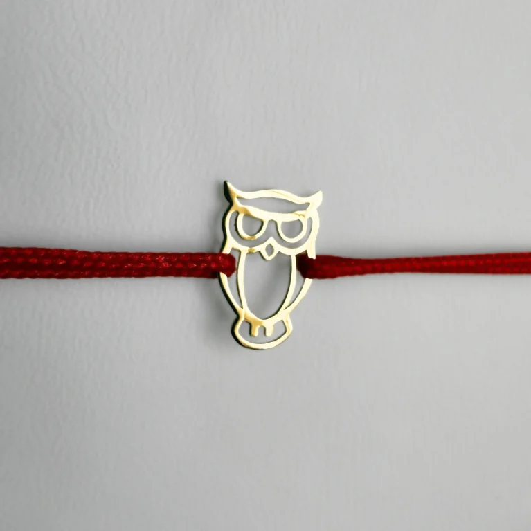 Brățară din aur cu șnur model bufniță