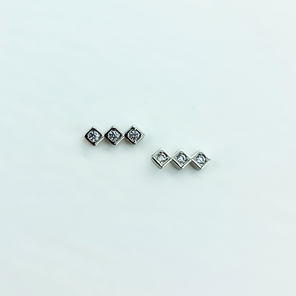 Cercei argint trio zirconii C716D - imagine 2
