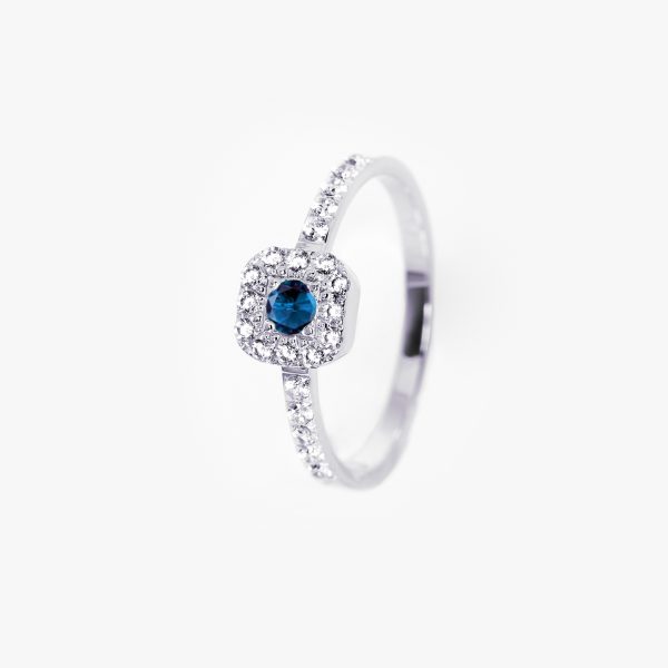 Inel aur 14K cu safir si diamante – Model i001