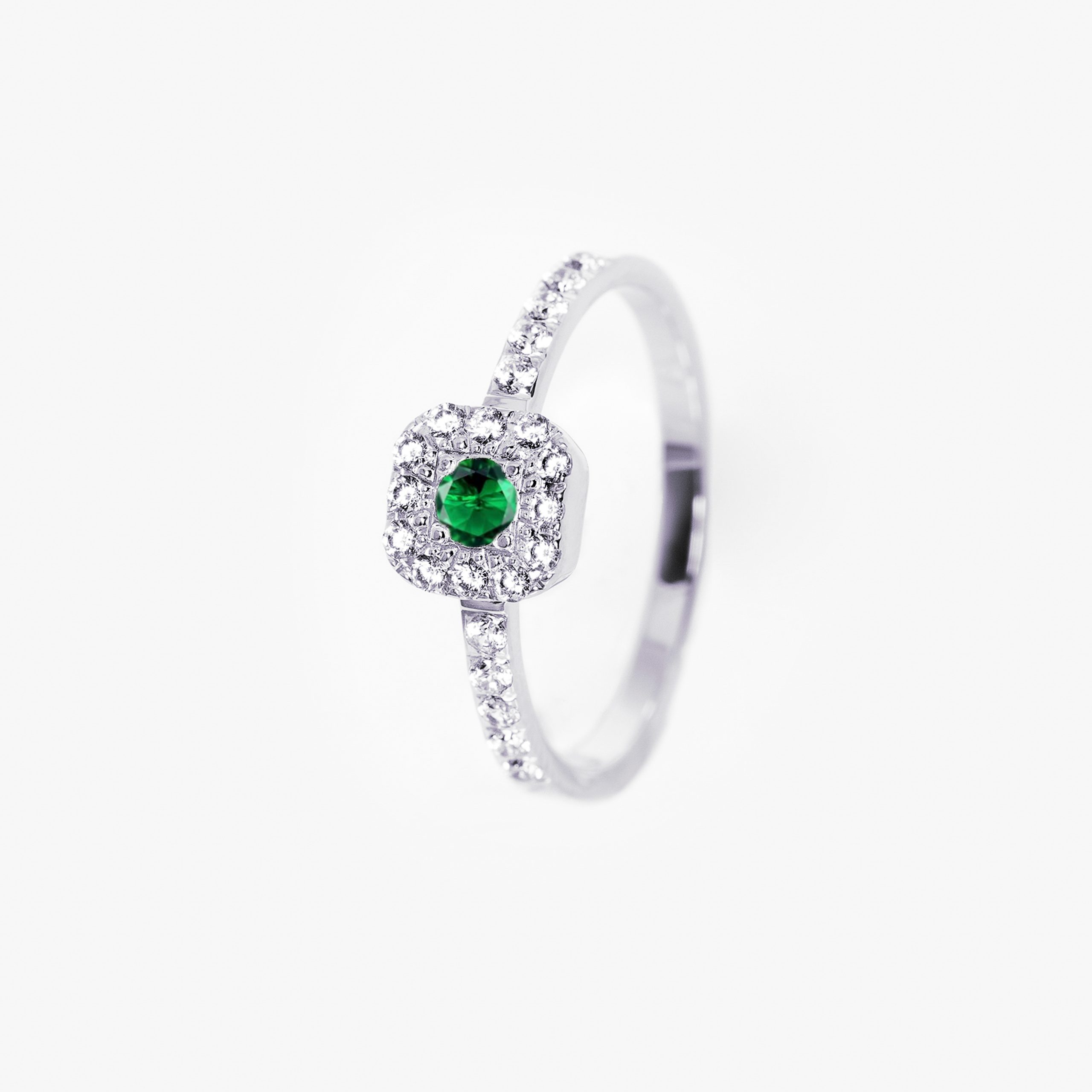 Inel aur 14K cu smarald si diamante – Model i001 - imagine 2