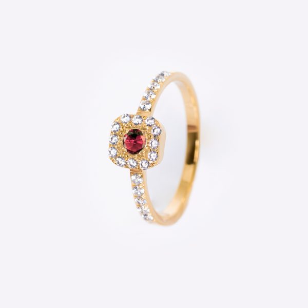 Inel aur 14K cu rubin si diamante – Model i001