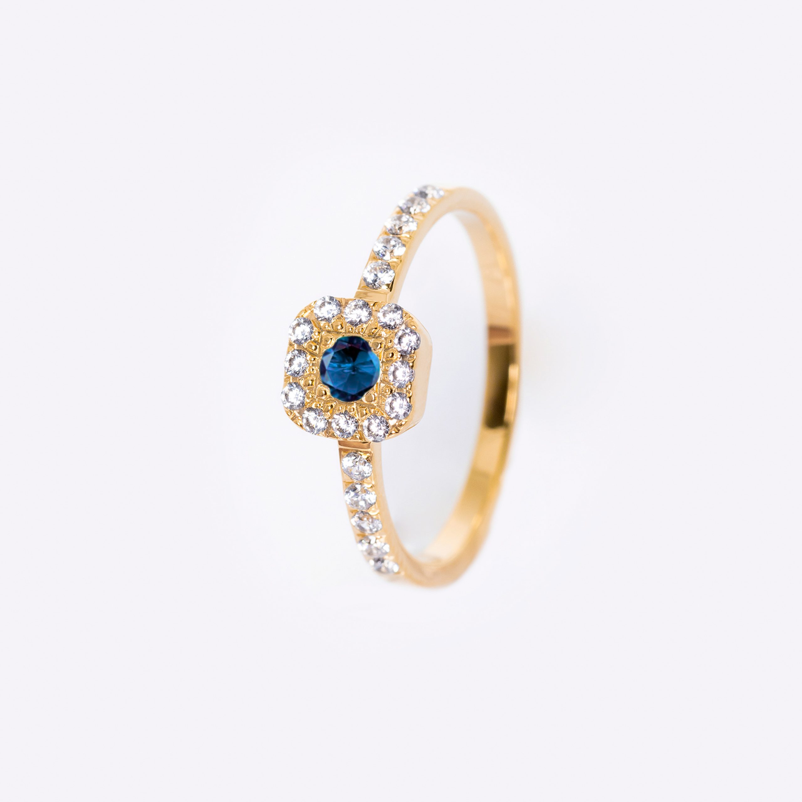 Inel aur 14K cu safir si diamante – Model i001 - imagine 2