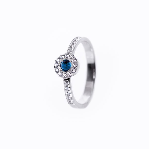 Inel aur 14K cu safir si diamante – Model I002