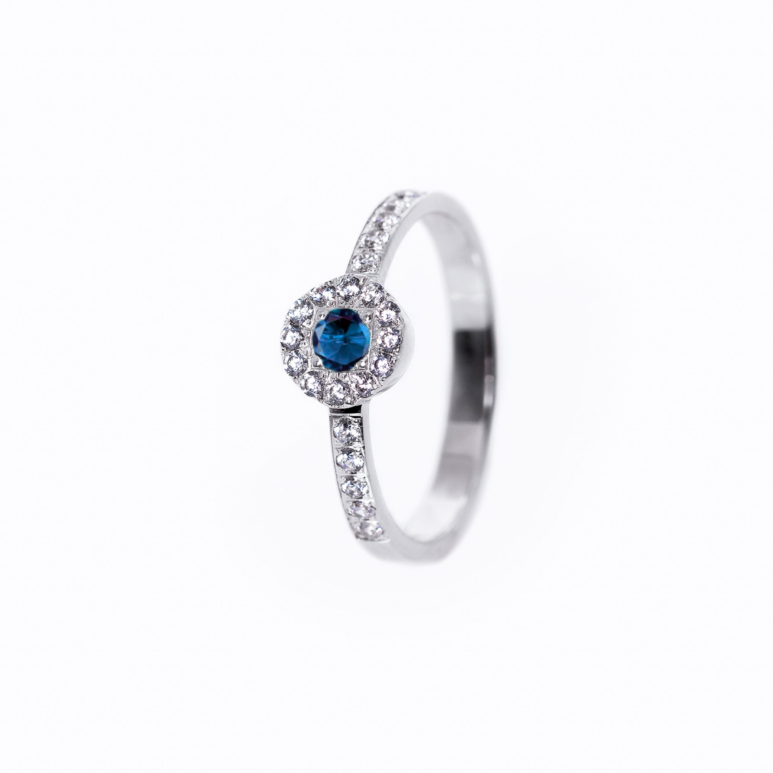 Inel aur 14K cu safir si diamante – Model I002