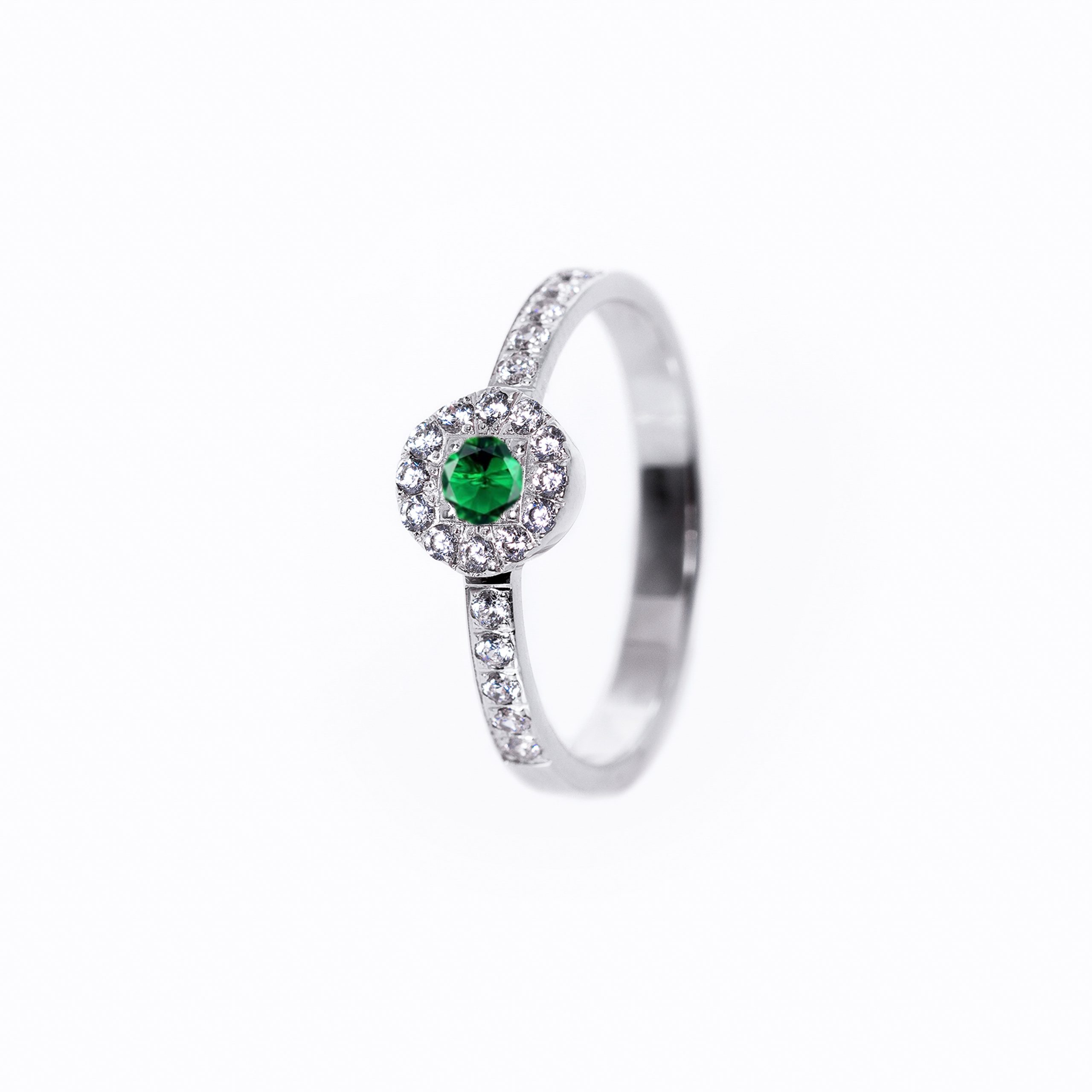 Inel aur 14K cu smarald si diamante – Model I002 - imagine 2