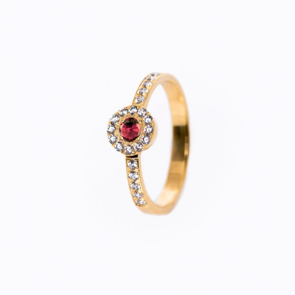 Inel aur 14K cu rubin si diamante – Model I002