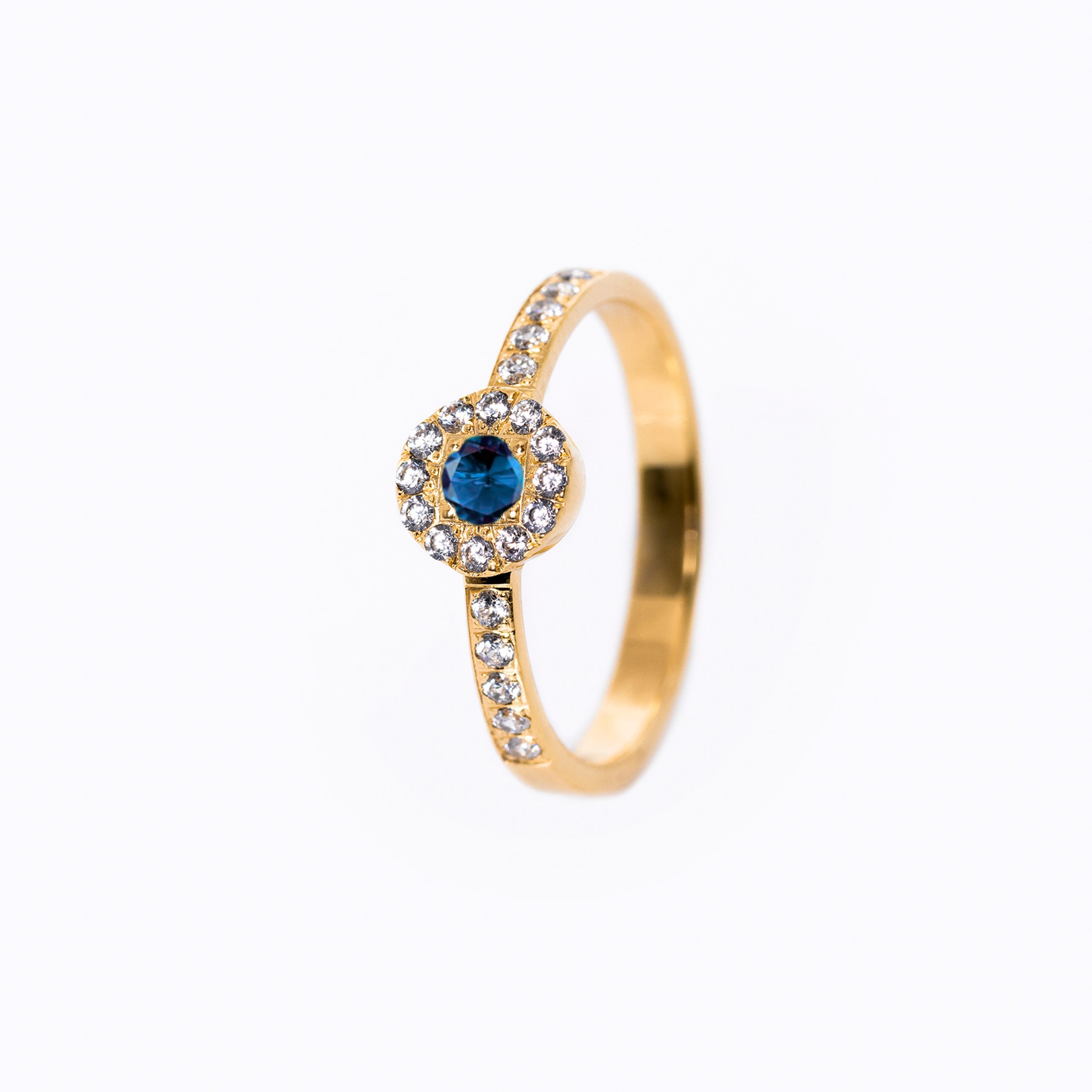 Inel aur 14K cu safir si diamante – Model I002 - imagine 2