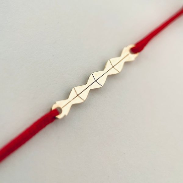 Brățară cu șnur și coloana infinitului din aur 14k