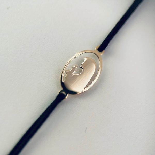 Brățară cu șnur și Maica Domnului 14k