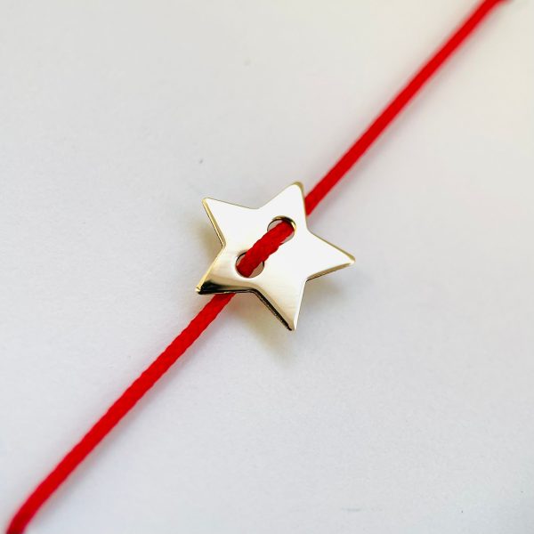 Brățară cu șnur și stea plină din aur 14k