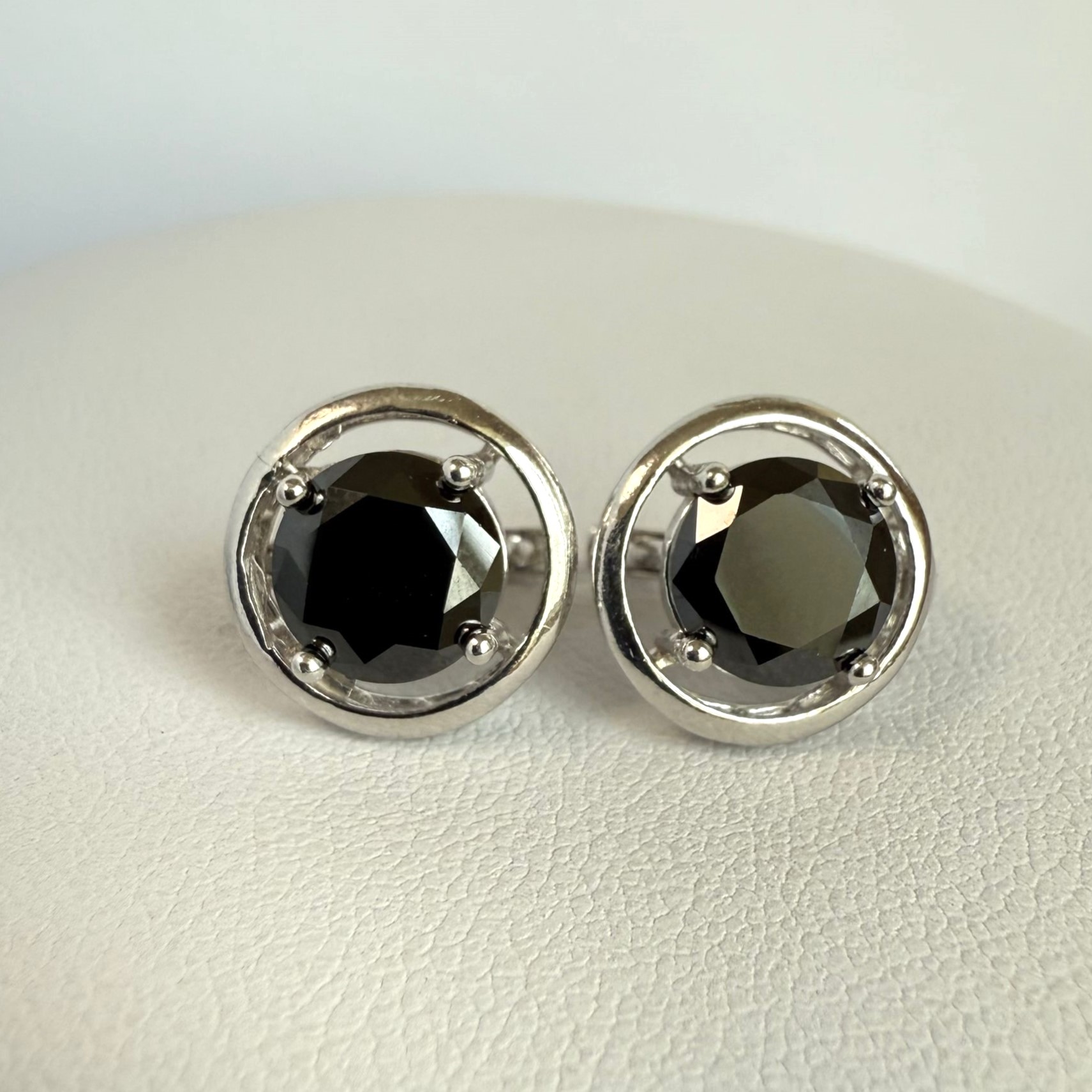 Cercei din Argint cu zirconii negre C712D