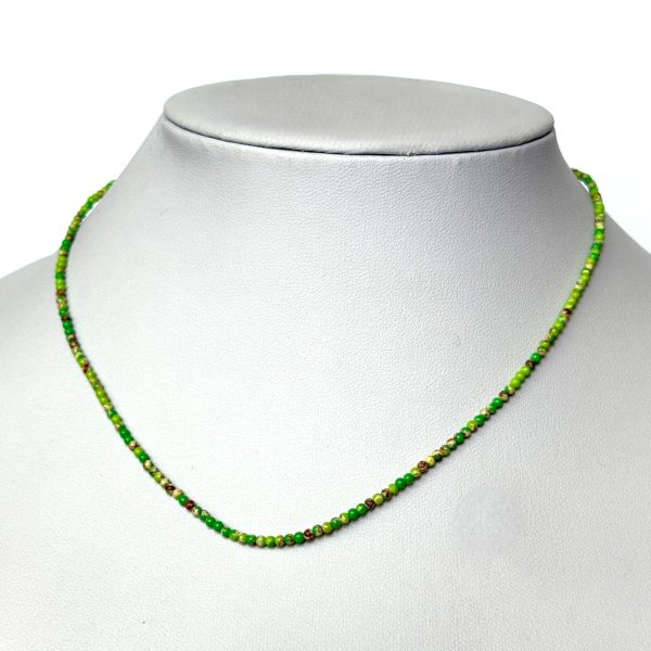 Colier din argint cu jasp imperial verde C353