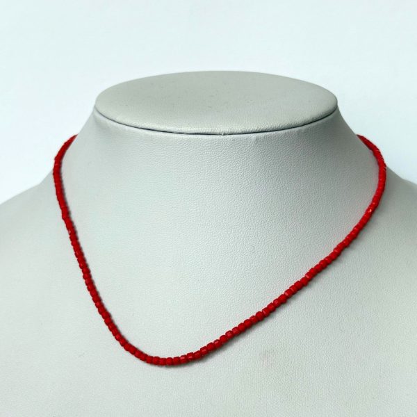 Colier coral roșu și argint C353